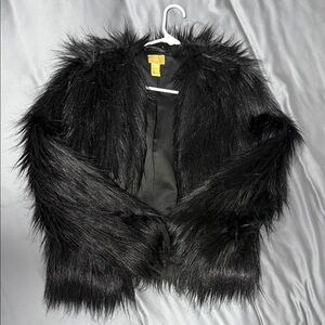 H&M Black Faux Fur Cape Jacket
